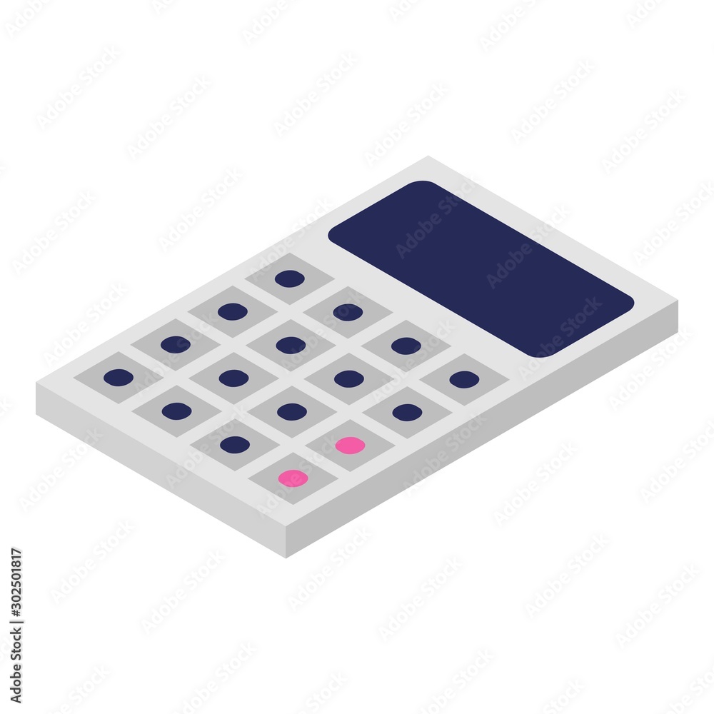Aufkleber calculator icon. isometric of calculator vector icon for web design isolated on white background