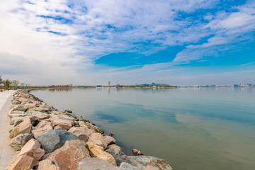 The scenery of the drip lake in Pudong New Area, Shanghai, China