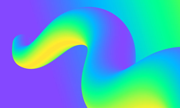 Modern colorful blue and green abstract soft 3D flow shapes. Liquid wave gradient background.