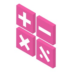 Calculator operation icon. Isometric of calculator operation vector icon for web design isolated on white background