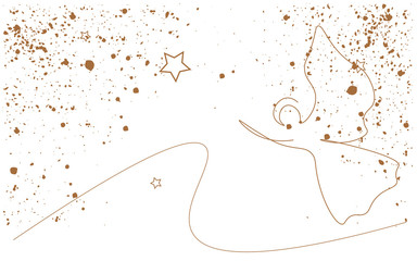Christmas background gold design with angel and stars, vector illustration