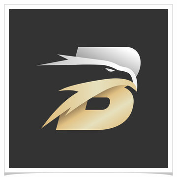 Letter B Gold Silver Eagle Head Logo