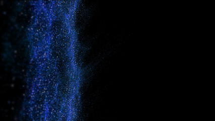 The blue dust spread like waves of water. A pile of golden sand near the bottom of the picture frame