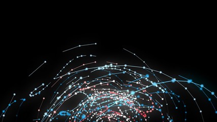 The coherence of points and lines. 3D rendering, 3d illustrates the combination of the light of light trails. Big Data connection and technology