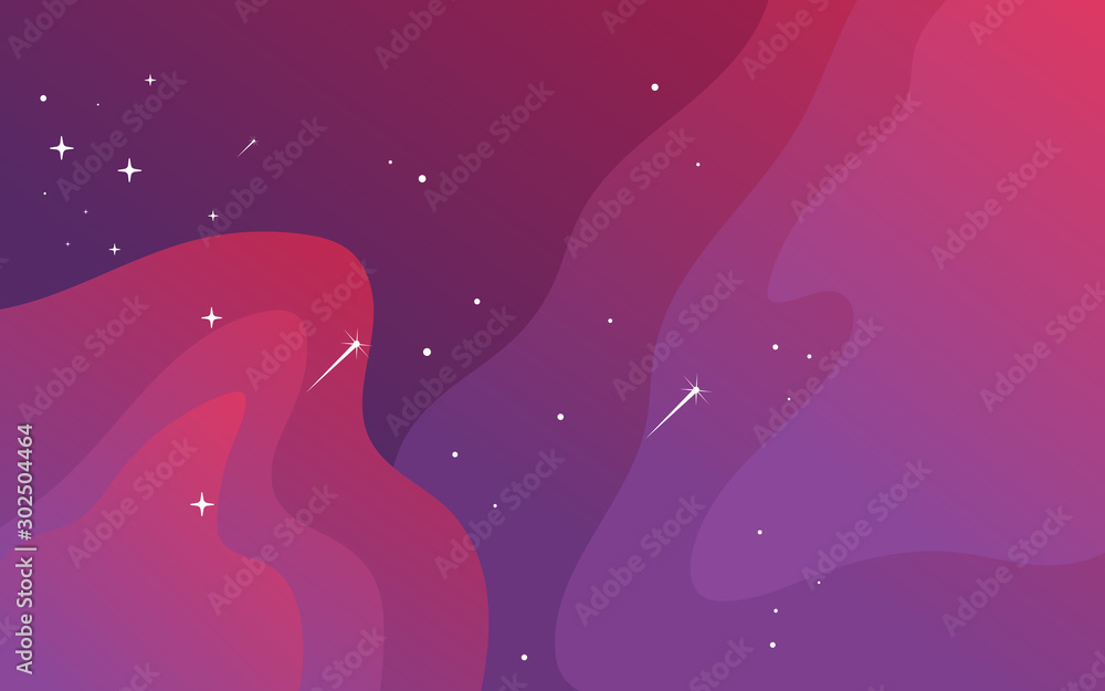 Wall mural vector space background . cute flat style template with stars in outer space