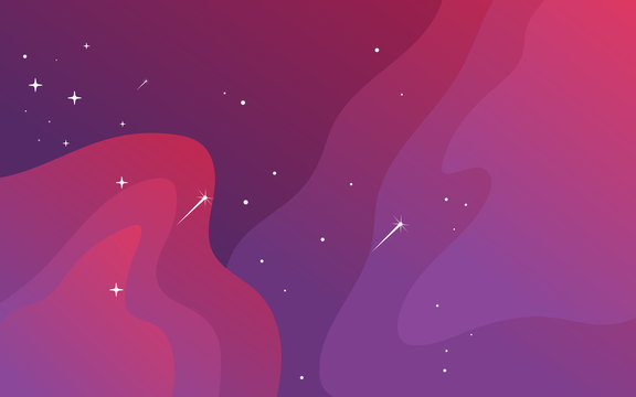 Vector space background . Cute flat style template with Stars in Outer space