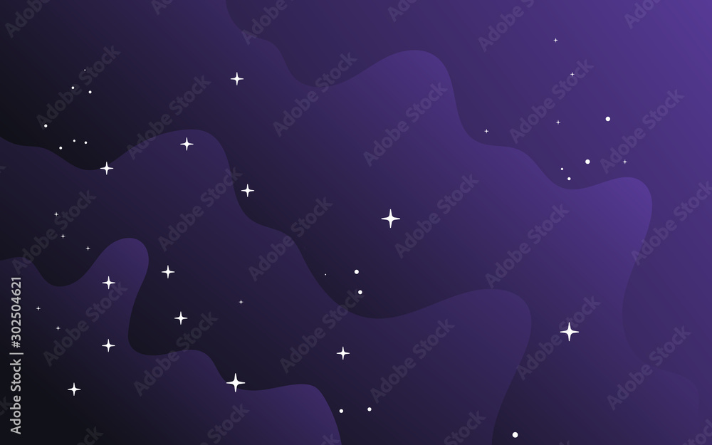 Poster vector space background . cute flat style template with stars in outer space