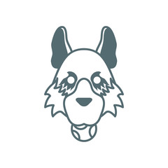 cute little dog husky head with ball line style icon