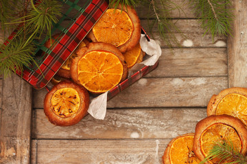Christmas cookies with sliced tangerine