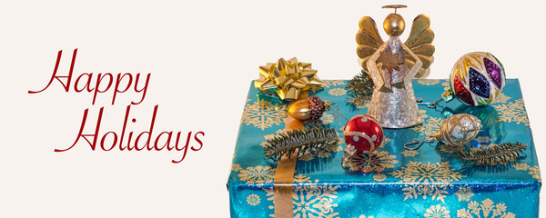 Holiday Gift and Ornaments Card Banner