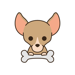 Obraz premium cute little dog chihuahua with bone fill style icon