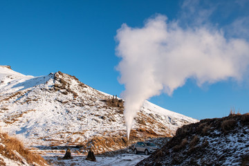 Hellisheiði Geothermal Power Station (Hellisheiðarvirkjun) near Selfoss. It is located in the area of the Hengill volcano system between Reykjavík and Hveragerði.