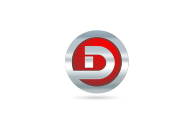red metal D alphabet letter logo design icon for company or business
