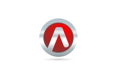 red metal A alphabet letter logo design icon for company or business