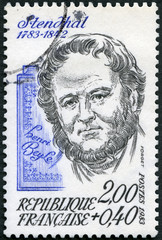 FRANCE - 1983: shows Marie Henri Beyle Stendhal (1783-1842), French writer, 1983