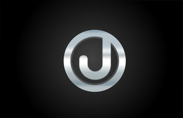 Obraz premium silver metal alphabet letter J icon logo design for a company