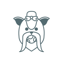 cute little dog shih tzu head with ball line style icon