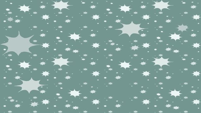 Abstract color motion footage clip with rotating and swiming star snowflakes 