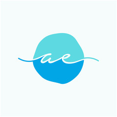 Letter AE or A E with circle handwriting concept. handwriting logo of initial signature, wedding, fashion, jewelry, boutique, and botanical with creative template for any company or business - vector