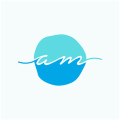 Letter AM or A M  with circle handwriting concept. handwriting logo of initial signature, wedding, fashion, jewelry, boutique, and botanical with creative template for any company or business - vector