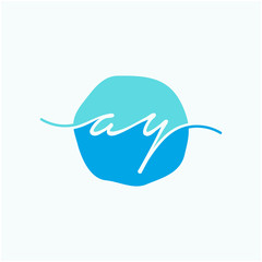 Letter AY or A Y  with circle handwriting concept. handwriting logo of initial signature, wedding, fashion, jewelry, boutique, and botanical with creative template for any company or business - vector