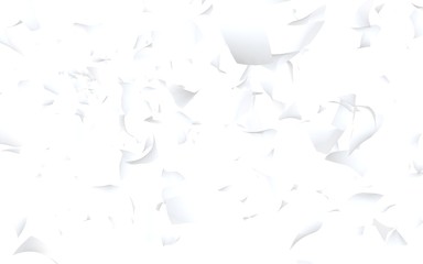 Flying sheets of paper isolated on white background. Abstract money is flying in the air. 3D illustration