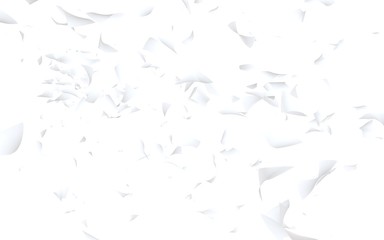 Flying sheets of paper isolated on white background. Abstract money is flying in the air. 3D illustration