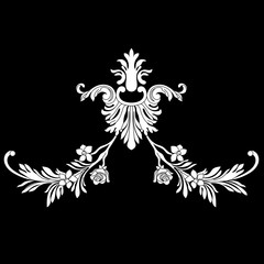 Black vintage baroque ornament, corner. Retro pattern antique style acanthus.Black vintage baroque ornament, corner. Retro pattern antique style acanthus