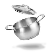 Stainless steel cooking pot - obrazy, fototapety, plakaty