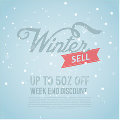 Winter sale banner special isolated vector image. winter sale text in snow pattern background for shopping promotion