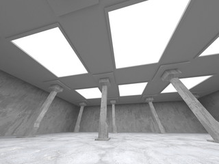 Dark concrete empty room. Modern architecture design