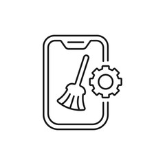 mobile app cleaning - minimal line web icon. simple vector illustration. concept for infographic, website or app.