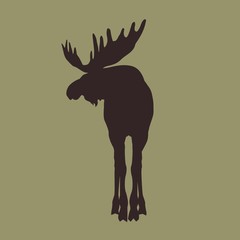 Silhouette of a moose with horns	
