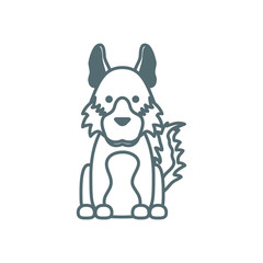 cute little dog collie line style icon