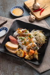 Banh Cuon stuffed pancake or steamed rolled rice pancake