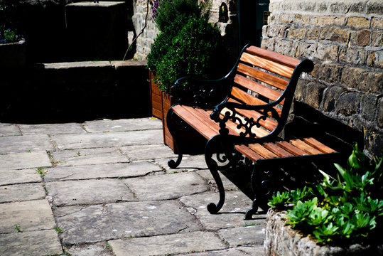 Empty Cast Iron Bench