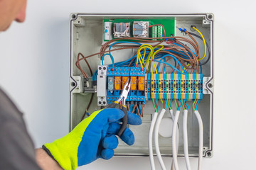 large shield room. it has a lot of wires. the master connects the Internet. also organizes smart...