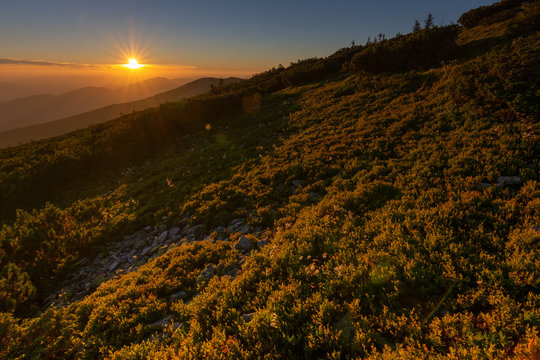 Beautiful summer in the Carpathian Mountains with tourists in tents with beautiful views ..