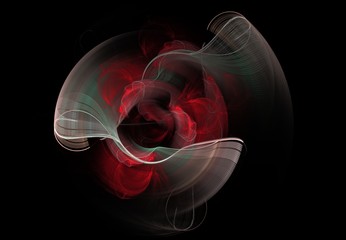 Red flower with a white grid. Abstract image. Computer generated.