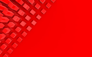 3d rendering. Red cube group on copy space wall design background.