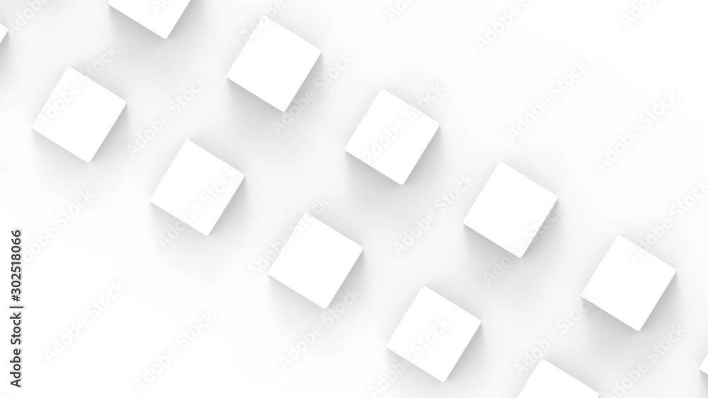 Poster loopable movement of white square cube boxes stack wall and floor footage design background.