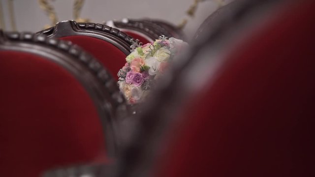 bride bouquet on the classic chair