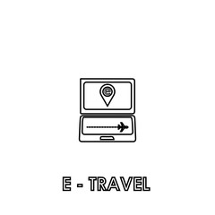 E-travel icon. Online air ticket ordering symbol. Logo design element