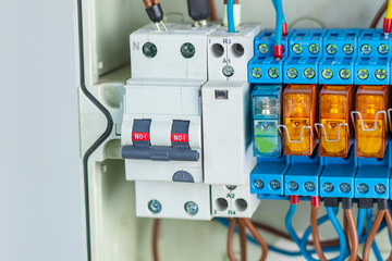 close-up. machine. ouzo. part of the fuses and relays are also visible.