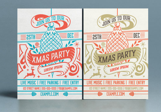 Christmas Event Poster Layout with Ornaments
