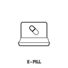 E-pill. Online drug ordering symbol. Logo design element
