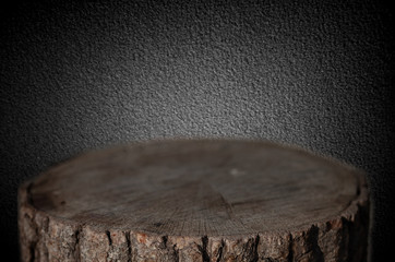 Dark wooden background. with an empty table. place for text.