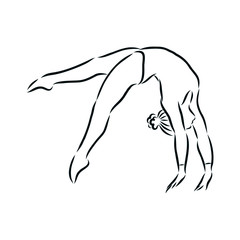 silhouette of a gymnast girl sketch 