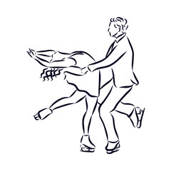 man and woman, dancing on ice, figure skating sketch 