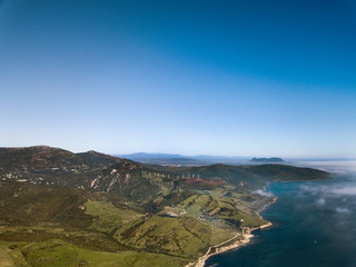 Beautiful Aerial View Over the  Strait of Gibraltar from Tarifa City, Spain.The Souther Point Of Europe.